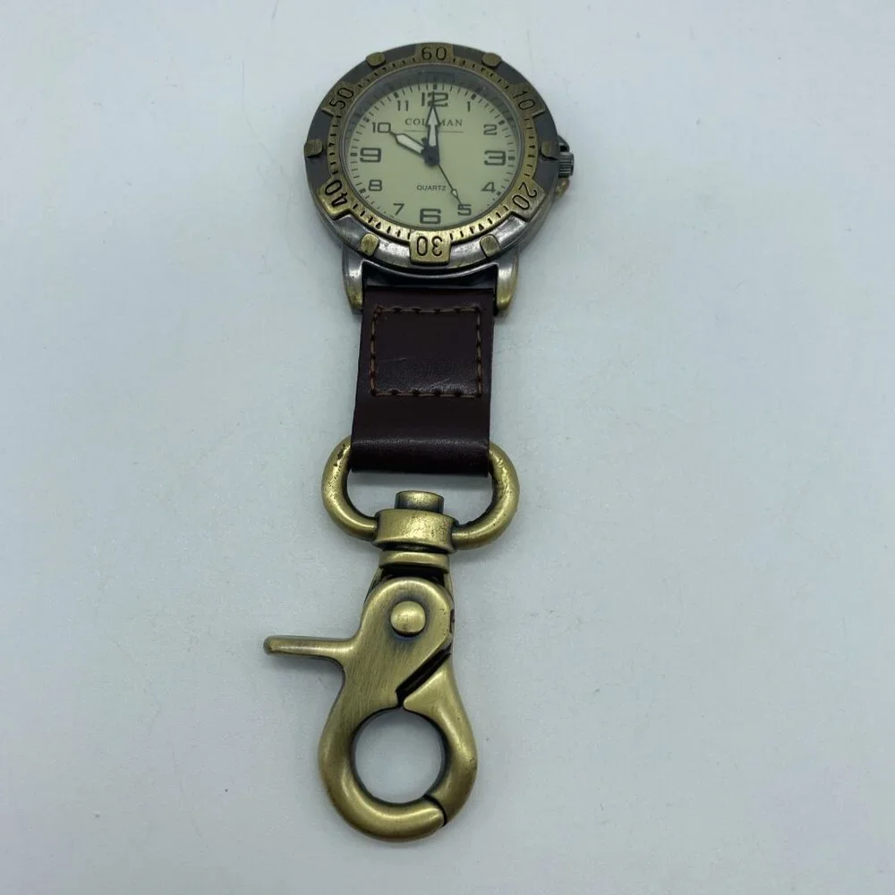 Coleman Quartz Pocket Watch Men Bronze Tone Snap-On Open Face Analog 40-341 - Picture 3 of 6